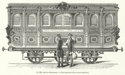 Mail Carriage on the French Railways (engraving) by French School