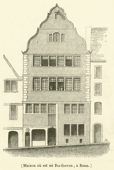 House Where Beethoven Was Born, in Bonn (engraving) by French School