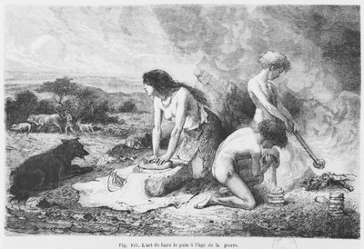 Making bread in the stone age, illustration from L