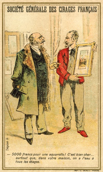 Man Haggling Over the Price of a Watercolour with an Artist by French School