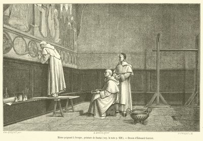 Monk Painting a Fresco (engraving) by French School