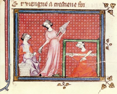The Strong Woman of the Scriptures Spinning with her Servants, from Ovide Moralise written by Chretien Legouais by French School