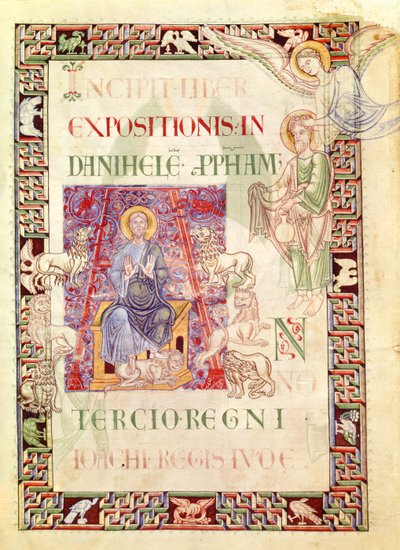 Daniel in the Lions Den Fed by Habakkuk, from Explanatio in Prophetas et Ecclesiasten by St. Jerome by French School