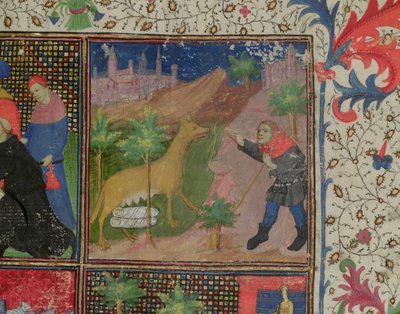 Romulus and Remus being suckled by a wolf, from Dicta et Facta Memorabilia, c.1475 by French School
