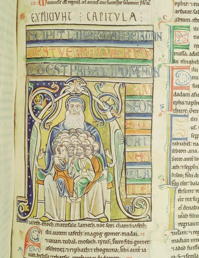 Historiated Letter A Depicting Generations in the Bosom of Abraham, from the Souvigny Bible by French School