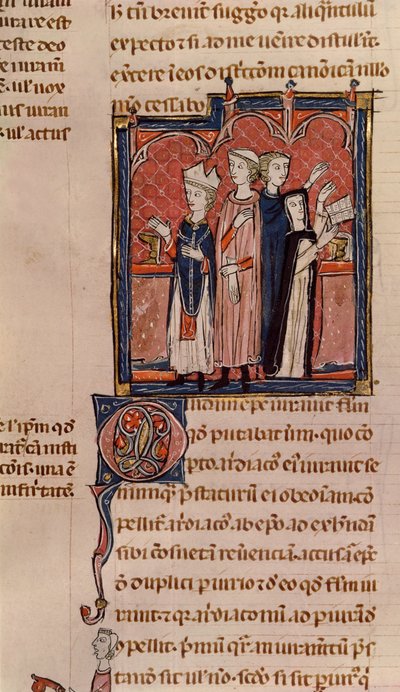 A nun taking her vows and mass performed by a bishop, from Decrets de Gratien by French School