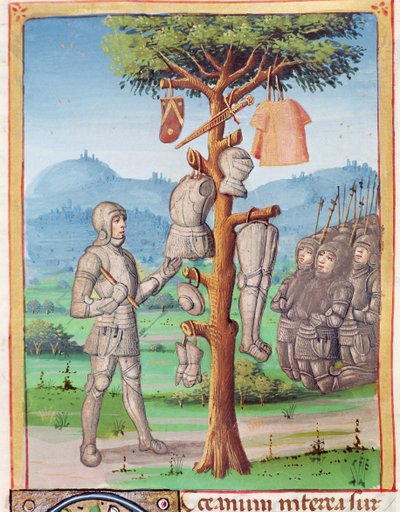 Aeneas Hangs the Armour of Mezentius from an Oak Tree, from The Aeneid by Virgil with a Commentary by Servius by French School