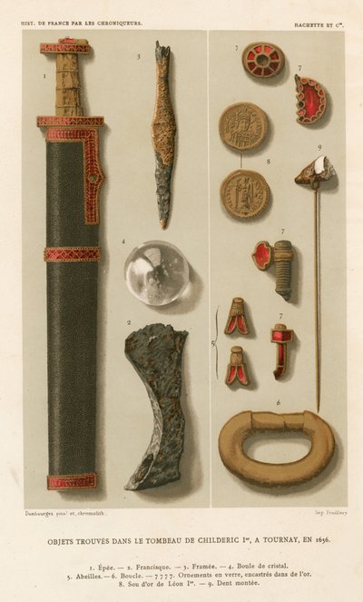 Objects Found in the Tomb of Childeric I at Tournay by French School