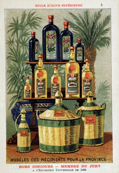 Olive Oil Containers for Paris and the Province Presented at the World Exposition of 1889 by French School
