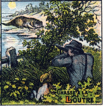 Otter hunting scene by French School