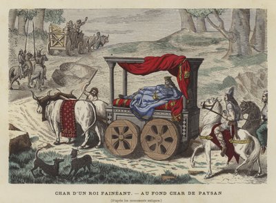 Ox Cart Carrying a Reclining King by French School