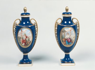 Pair of Sevres vases decorated with allegorical figures of Justice and the Republic by French School