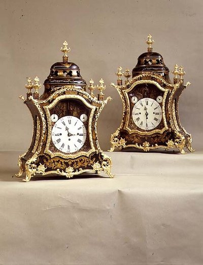 Pair of clocks with ormolu mounts, movement by Charles Cabrier, early 18th century by French School
