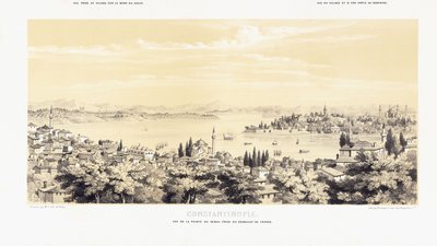 Panorama of Constantinople, with two views of Buyukdere by French School
