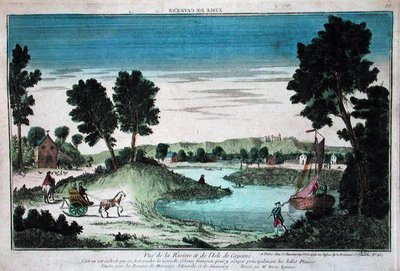 Panoramic view of the river and island of Cayenne, French Guyana by French School