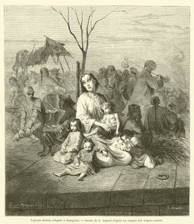 Chinese peasants refugees in Shanghai by French School