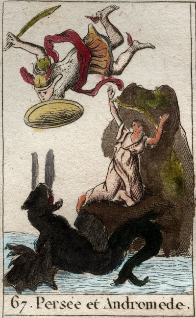 Representation of Perseus saving Andromeda enchained to a rock. From 