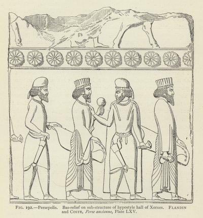 Persepolis, Bas-Relief on Sub-Structure of Hypostyle Hall of Xerxes by French School