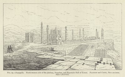 Persepolis, North-Western Side of the Platform, Propylaea, and Hypostyle Hall of Xerxes by French School