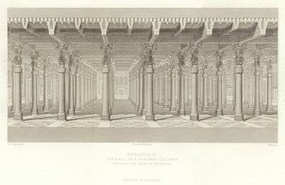 Persepolis, Hall of a Hundred Columns, perspective view of interior, restored by Ch Chipiez by French School