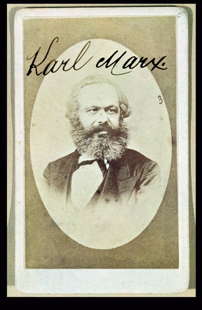 Photographic Visiting Card of Karl Marx with His Signature by French School