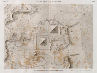 Plan of the Pyramids of Memphis and the surrounding area by French School
