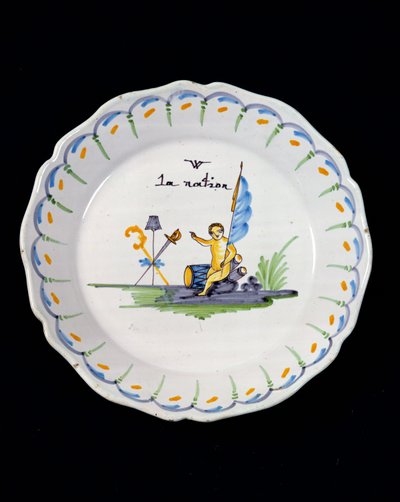 Plate Decorated with a Genie Sitting on a Drum, and the Three Orders of The Nation by French School