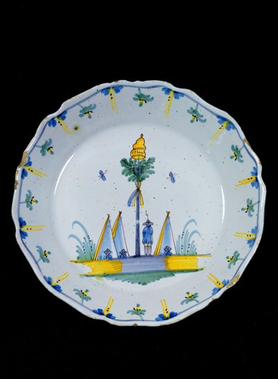 Plate Decorated with the Liberty Tree Planted at the Foot of Three Tents by French School