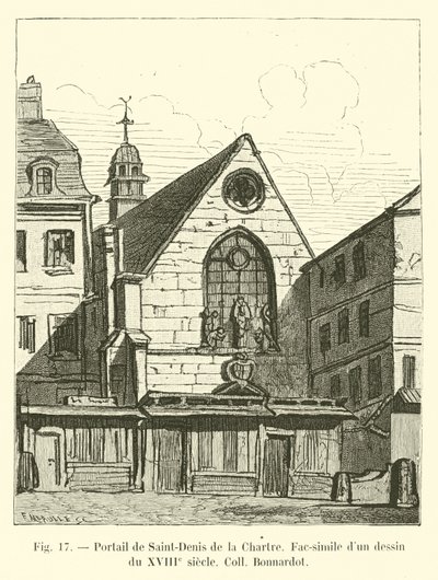 Portal of Saint-Denis de la Chartre, Facsimile of an 18th Century Drawing, Coll Bonnardot by French School