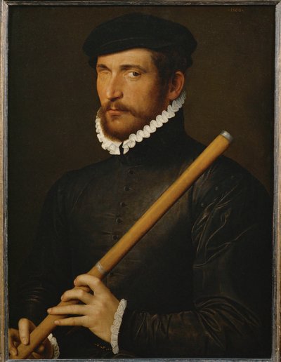 Portrait of a One-Eyed Flutist by French School