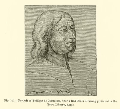 Portrait of Philippe de Commines, after a Red Chalk Drawing preserved in the Town Library, Arras (engraving) by French School
