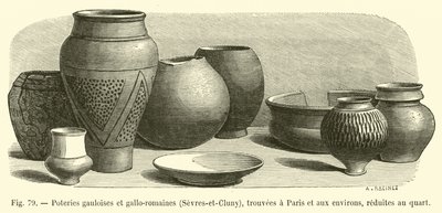 Gaulish and Gallo-Roman pottery, Sevres and Cluny, found in Paris and surroundings, reduced to a quarter by French School