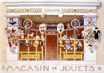 Presentation of items in a toy store by French School