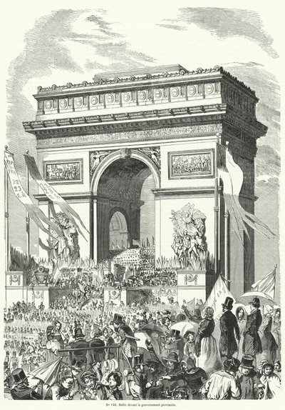 Procession Passing in Front of the French Provisional Government at the Arc de Triomphe, Paris by French School
