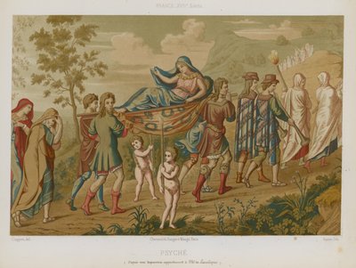 Psyche carried aloft on a stretcher by French School