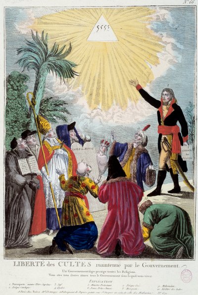 Representation of the freedom of worship of all religions maintained by Napoleon Bonaparte by French School