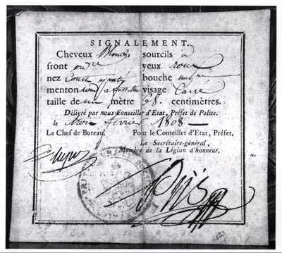 Reverse side of a Security Card by French School