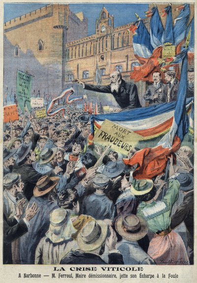 Revolt of the vineyards in south of France in 1907 by French School