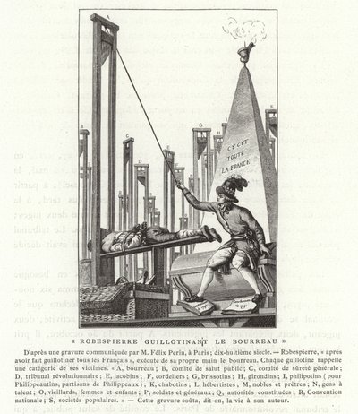 Robespierre Guillotining the Executioner by French School