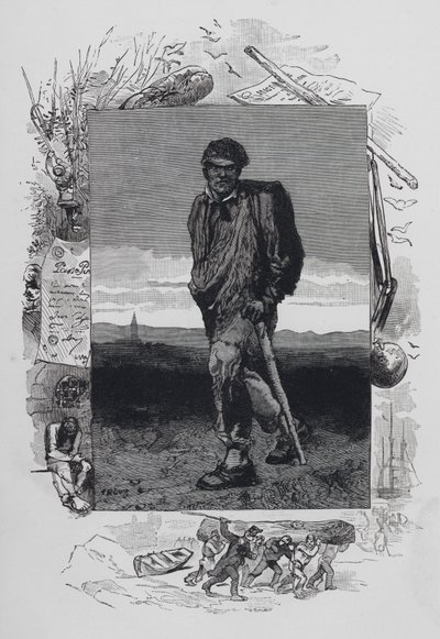 Scene from Les Miserables, by Victor Hugo: Jean Valjean by French School