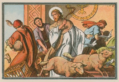 Scene from the Life of Jesus (coloured engraving) by French School