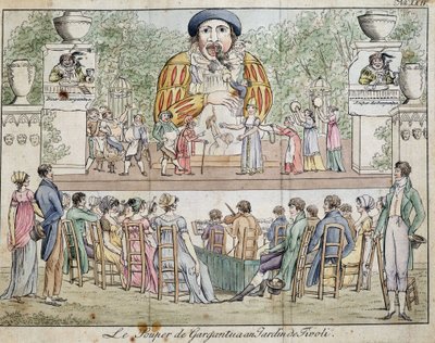 Scene of the dinner of Gargantua with public, attraction of the garden of Tivoli, c. 1805 by French School