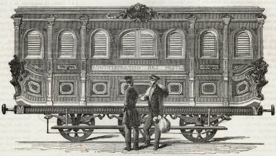 Postal Service - Exterior View of the Mobile Office - Engraving in 