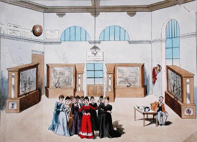 Set design for an operetta featuring women operators in a central telephone exchange by French School