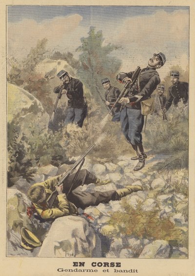 Shooting between a policeman and a bandit in Corsica by French School