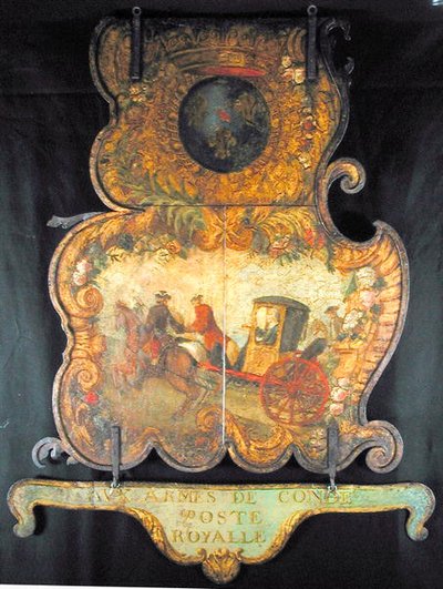 Sign for the Royal Mail of Chantilly with the Conde Coat of Arms by French School