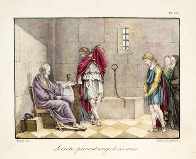 Socrates taking leave of his friends, published by Engelmann, c.1835 by French School
