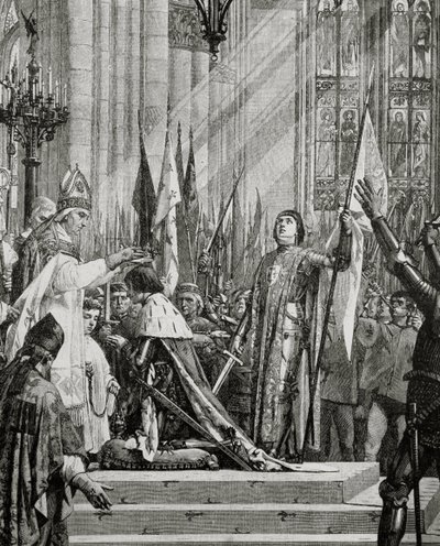 St. Joan of Arc at the Coronation of Charles VII in 1429 by French School