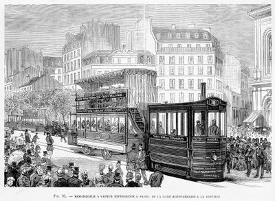 Steam tug for experienced tramway cars in Paris, from Montparnasse station to Bastille - in 