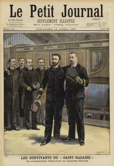 Survivors of the sinking of the Ville de Saint Nazaire, 1897 by French School